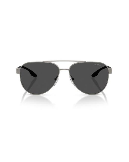 Prada Linea Rossa Black 58Mm Polarized Pilot Sunglasses for men