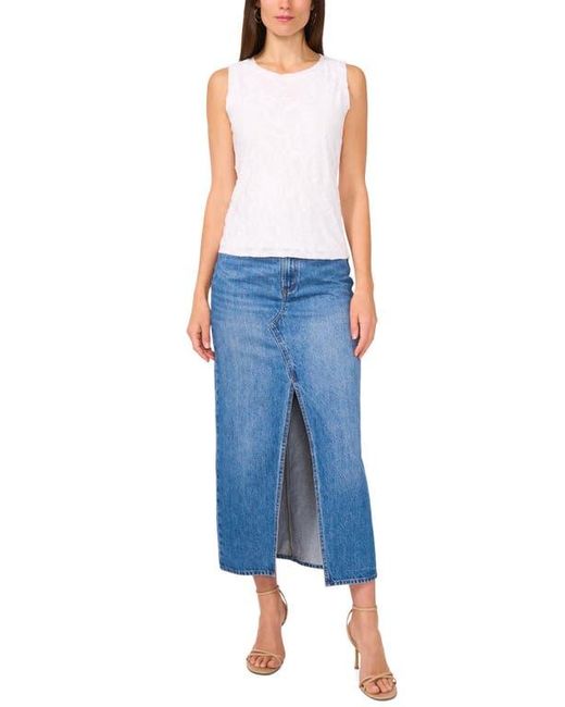 Vince Camuto White Jacquard Cotton Blend Keyhole Tank