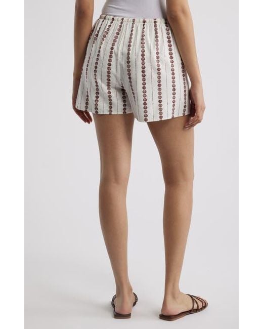 Cloth & Stone White Shell Print Drawstring Shorts