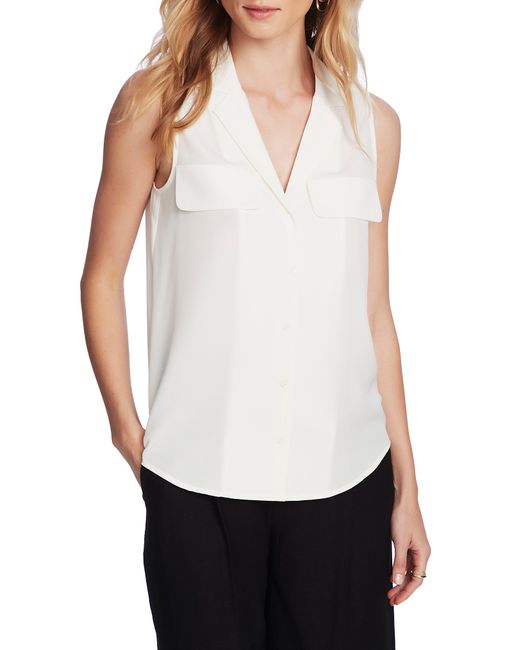 Court & Rowe White Collared Button Front Sleeveless Shirt
