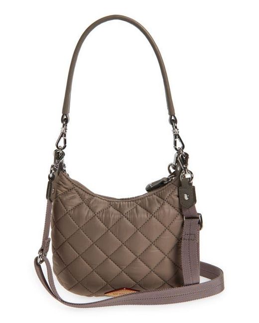 MZ Wallace Brown Mini Crosby Sienna Quilted Nylon Shoulder Bag