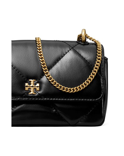 Tory Burch Black Kira Mini Diamond Quilted Leather Crossbody Bag