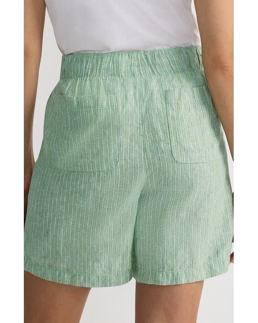 Lands' End Green Linen High Rise Pull On 7 Shorts