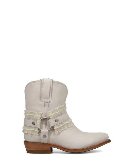 Frye White Billy Ruffle Harness Bootie