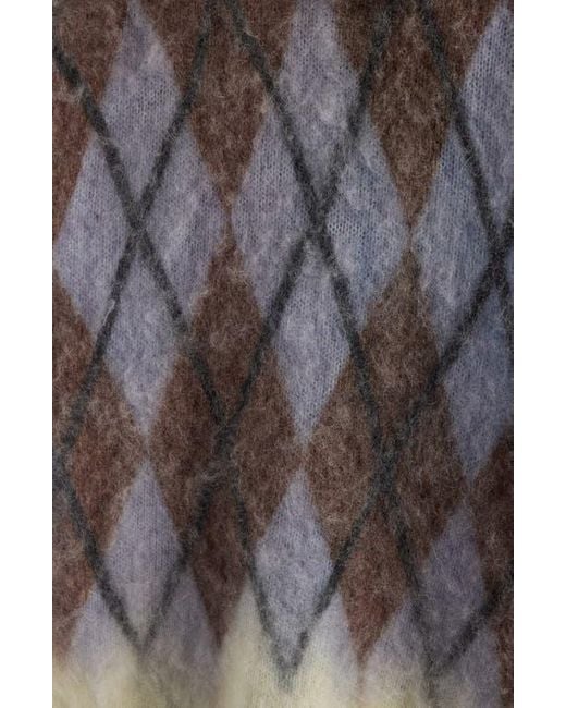 Acne Brown Katcher Argyle Mohair & Wool Blend Cardigan