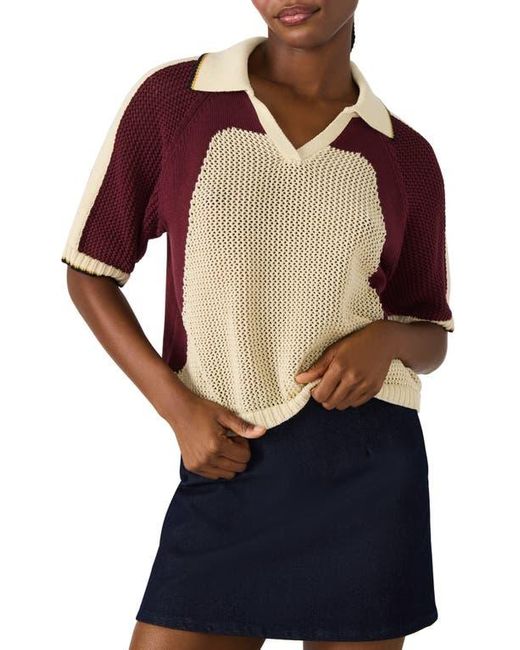 Steve Madden Blue Axon Open Stitch Polo Sweater