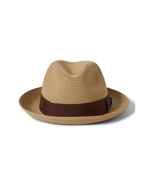 Brixton Brown Horton Packable Straw Fedora for men