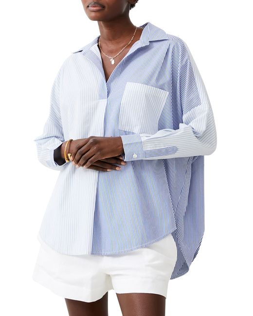 French Connection Blue Stripe Popover Shirt