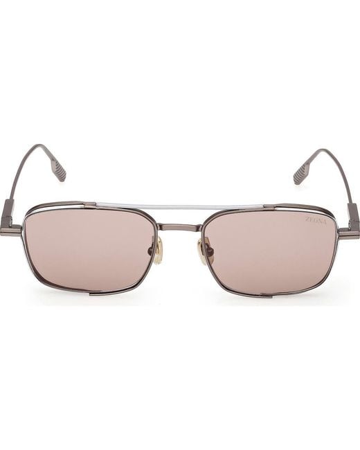 Zegna Pink 54Mm Rectangular Sunglasses for men
