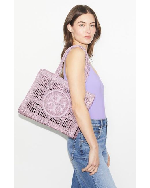 Tory Burch Red Ella Small Hand Crochet Tote
