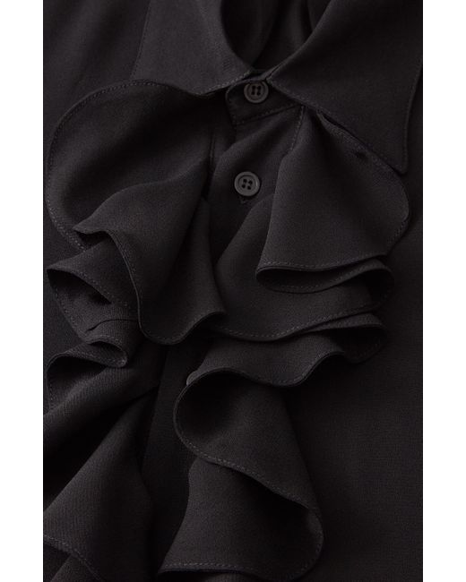 BLK DNM Black Ruffle Front Button-up Shirt for men