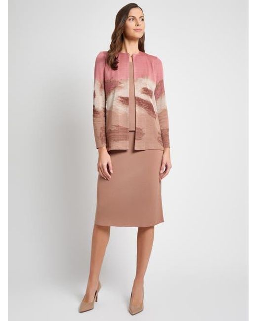 Misook Pink Heritage Landscape Pattern Knit Jacket