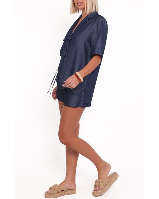 Petal & Pup Blue Aaliyah Chambray Shorts