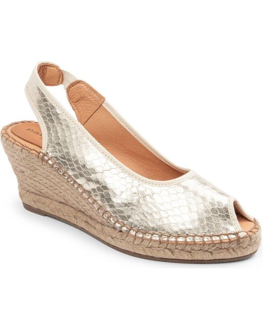 Patricia Green Metallic Nicola Slingback Espadrille Peep Toe Platform Wedge Sandal