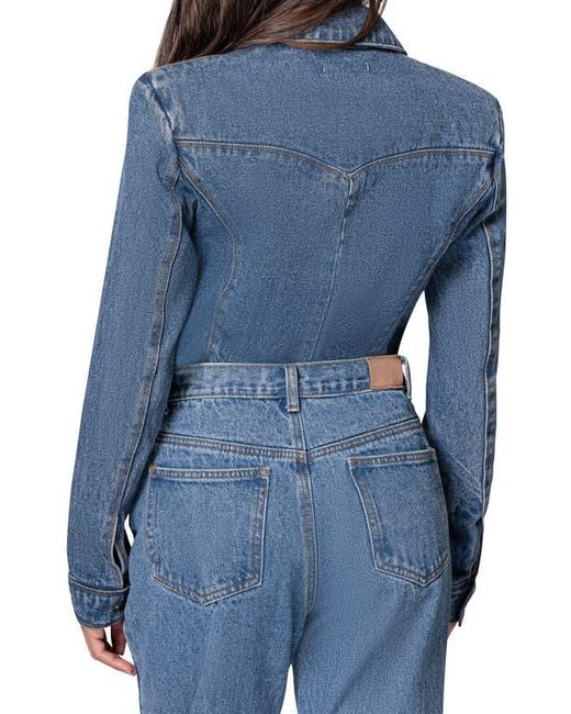 JLUXLABEL Blue Dominica Denim Blazer Bodysuit