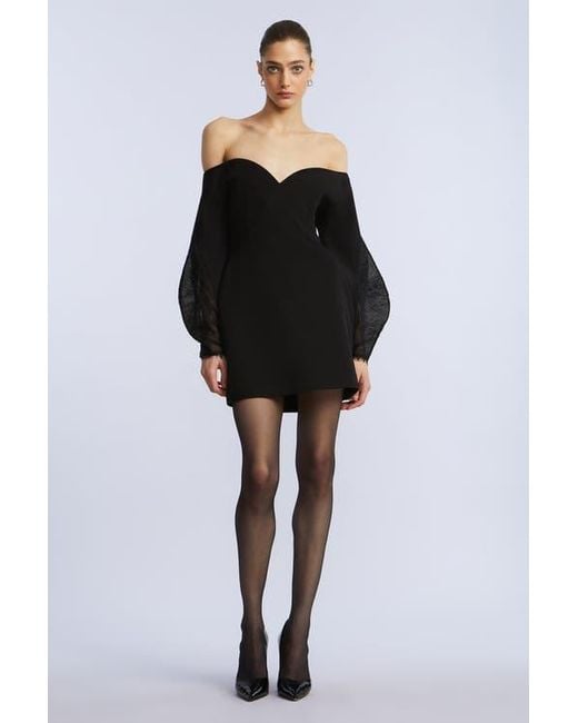 BCBGMAXAZRIA Women's Black Lace Detail Cocktail Dress