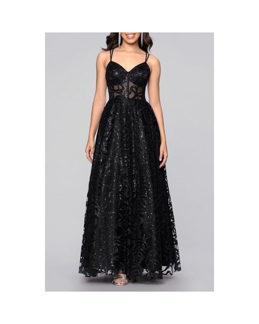 Blondie Nites Women's Black Strappy Illusion Bodice Ballgown -  www.ice4pros.com.br