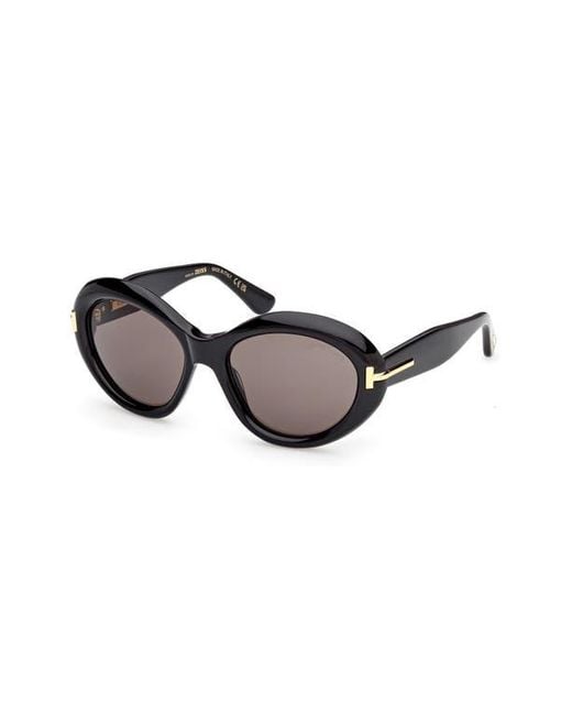 Tom Ford Brown 55Mm Oval Sunglasses