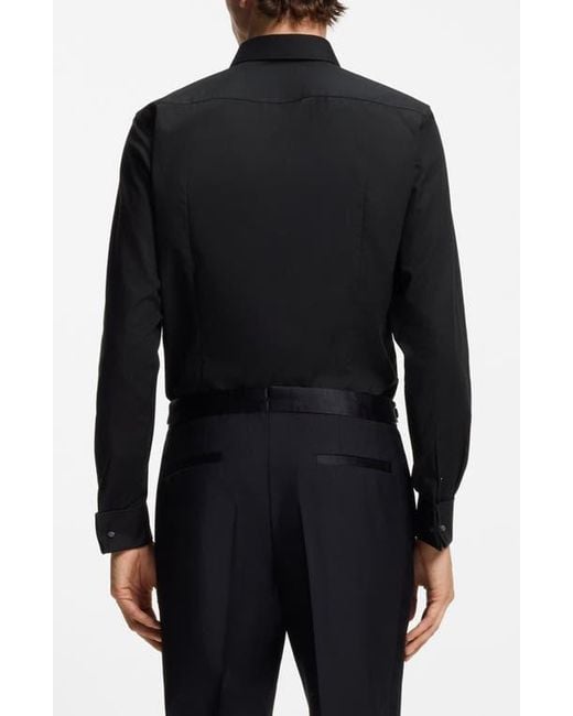 Boss Black Hank Slim Fit Wrinkle Resistant Cotton Tuxedo Shirt for men