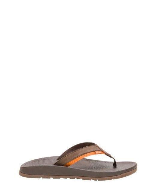 Chaco Brown Lowdown Leather Flip Flop for men