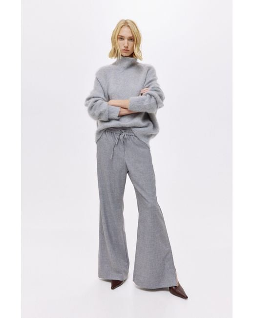 H&M Gray Flared Drawstring Trousers