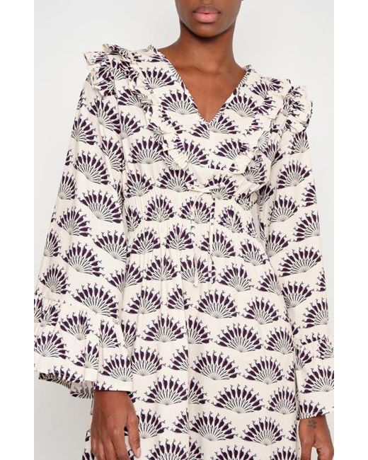 The Lulo Project White The Chaos Petal Print Long Sleeve Maxi Dress