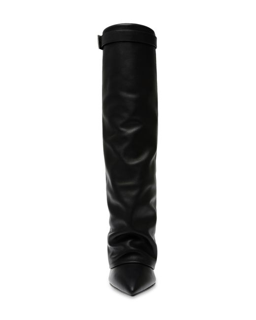 Steve Madden Black Corenne Foldover Shaft Pointed Toe Knee High Boot
