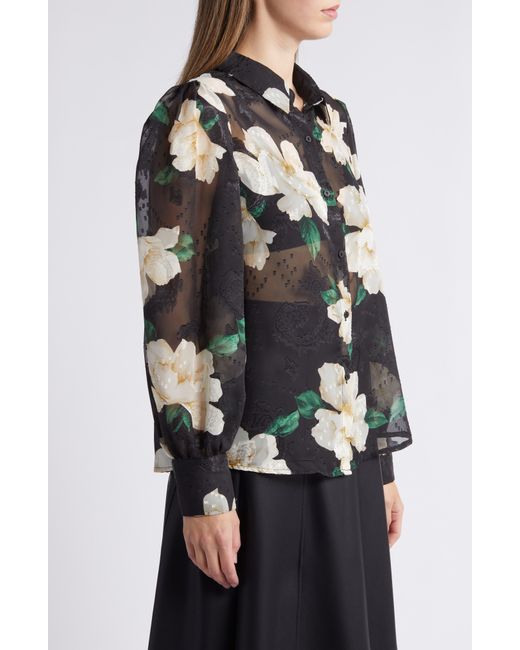 NIKKI LUND Black Aubree Floral Button-up Shirt
