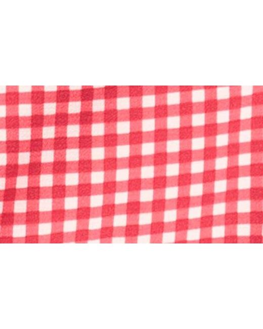 Cece Blue Gingham Ruffle Sleeve Top