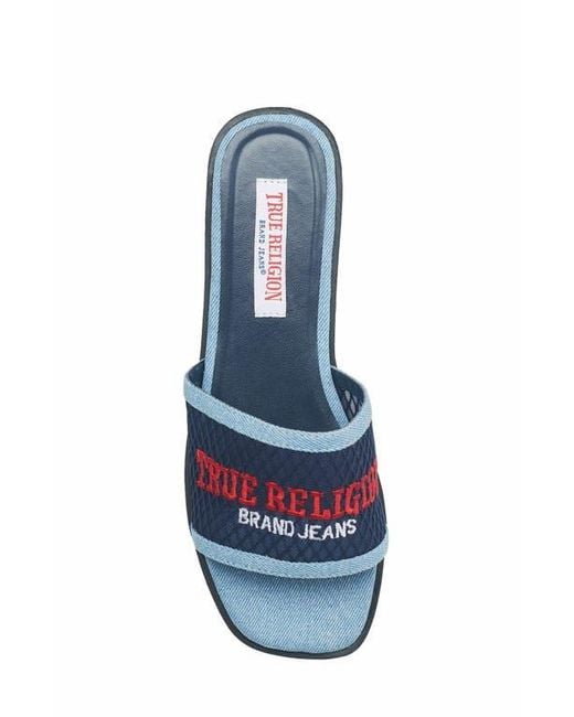 True Religion Blue Brat Mesh Slip On Sandal