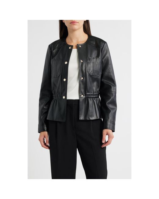 Tahari Black The Aliza Faux Leather Jacket