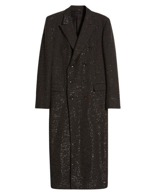 Tom Ford Black Sequined Light Bouclé Double Breasted Topcoat for men