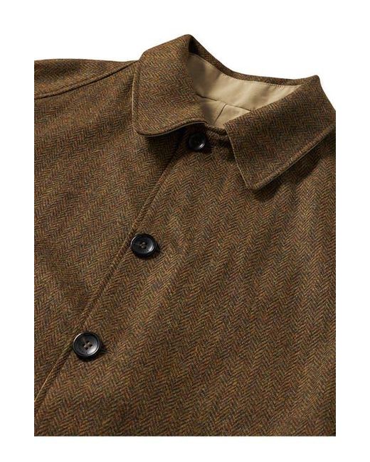 Fortela Brown Stanford Herringbone Wool Double-Faced Single-Breasted Coat for men