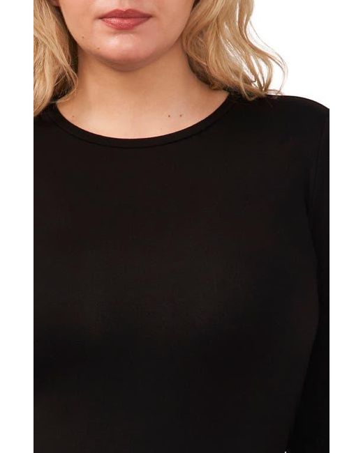 Halogen® Black Crewneck Long Sleeve Knit Top
