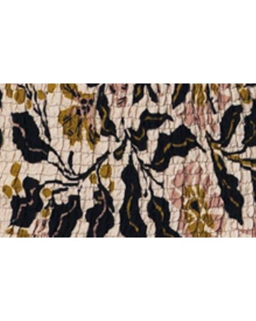 Maaji Black Tapestry Of Leaves Viola Smocked Waist Cover-up Minidress