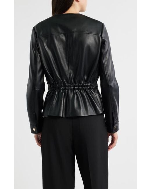 Tahari Black The Aliza Faux Leather Jacket