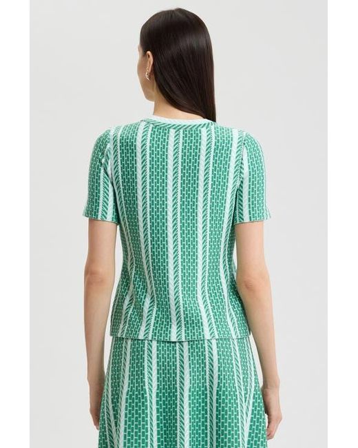 Ming Wang Green Roadmap Pattern Soft Knit Top