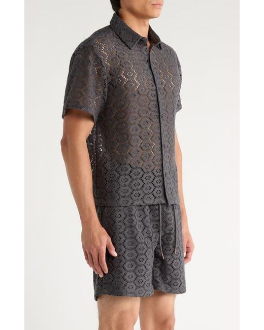 Honor The Gift Black Open Stitch Short Sleeve Button-Up Shirt for men