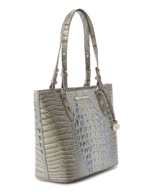 Brahmin White Medium Asher Croc Embossed Leather Tote