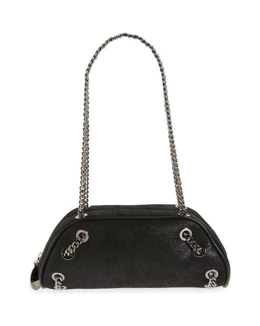 Stella McCartney Black Small Falabella Shaggy Deer Faux Leather Shoulder Bag
