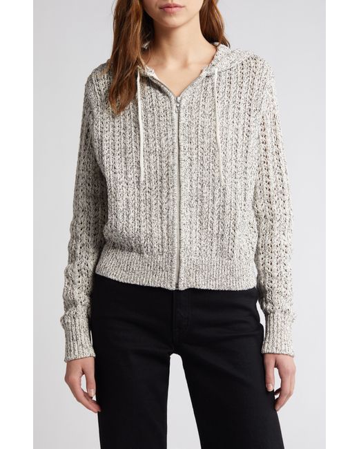 Rag & Bone Gray Edie Hooded Cotton Blend Sweater