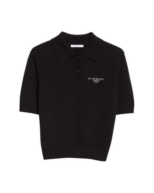 Givenchy Black Paris 1952 Short Sleeve Wool & Cashmere Polo
