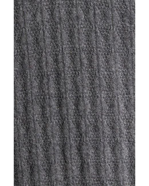 Wax London Gray Naples Diamond Ribbed Cotton & Cashmere Polo Sweater for men