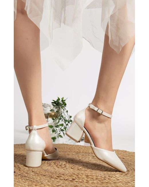 Forever & Always Shoes White Marcelle Low Block Heel Pumps