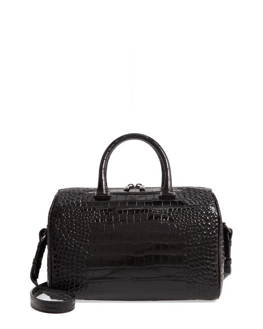 Download Saint Laurent Croc Embossed Leather Duffle Bag in Black - Lyst