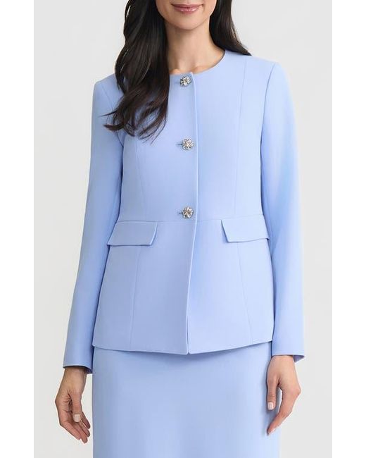 Kasper Blue Three-Button Peplum Jacket