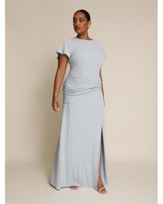 Six Stories Natural Knot Panel Flutter Sleeve Maxi Dress