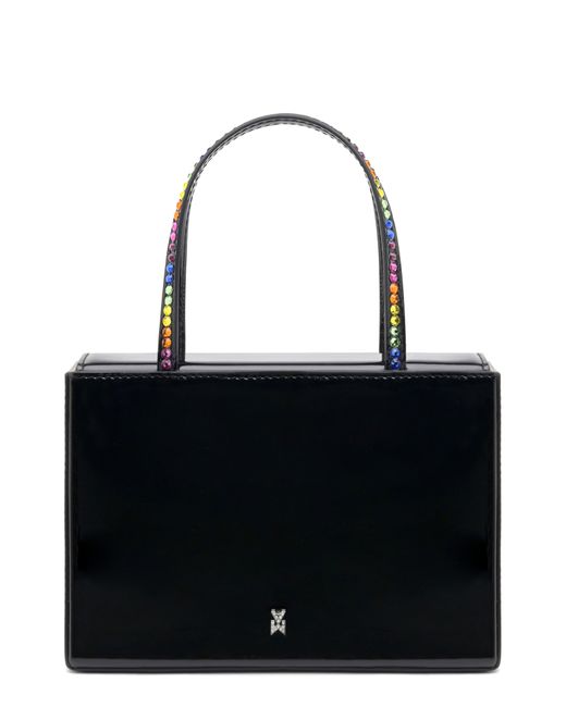 AMINA MUADDI Black Gilda Rainbow Crystal Leather Top Handle Bag