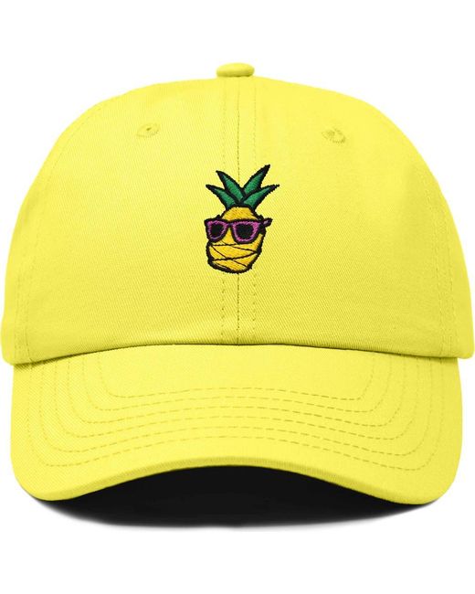 Alix Yellow Pineapple Embroidered Dad Hat for men