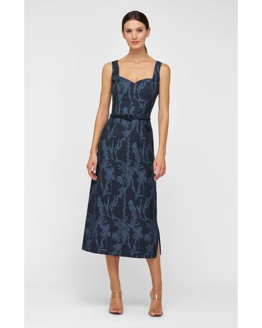 Kay Unger Blue Drew Beaded Embroidery Cocktail Dress
